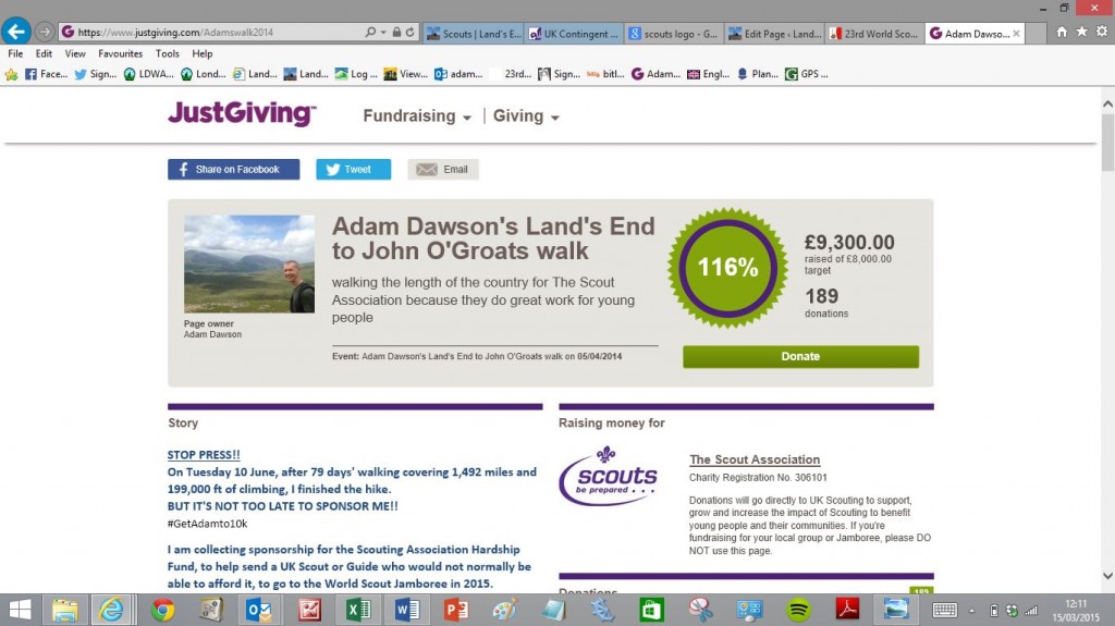 My "JustGiving" site